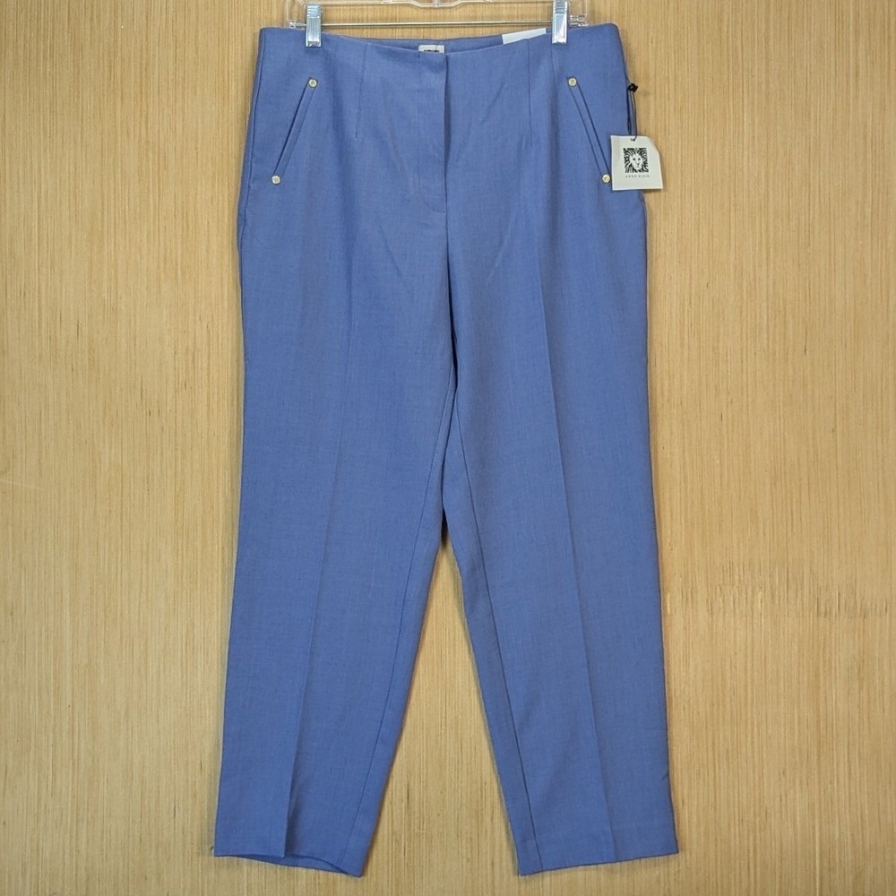 Anne Klein Slim Ankle Capsule Elevated Basic Career Dress Pants Blue Size 12 NEW